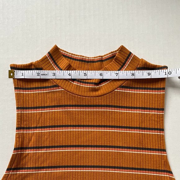 Aeropostale Sleeveless Striped  Tank Top, Mock Neck, Orange, Medium - Picture 4 of 5